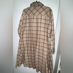 Womens Plaids V Neck Long Sleeve Irregular Hem Casual Shirt Dress